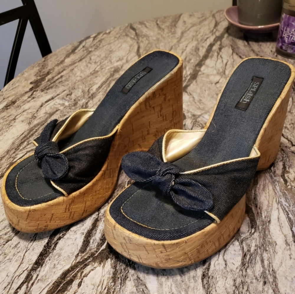 ISO - Splash brand denim wedge heels!!